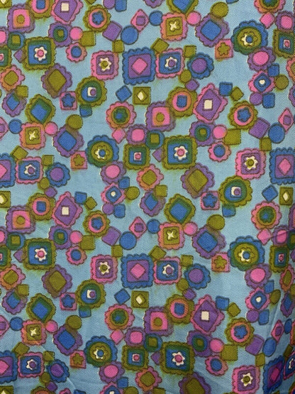 VTG 60s 70s BLUE PURPLE PINK GREEN FLORAL DAISY GEOMETRIC MOD SHIFT DRESS 8 10