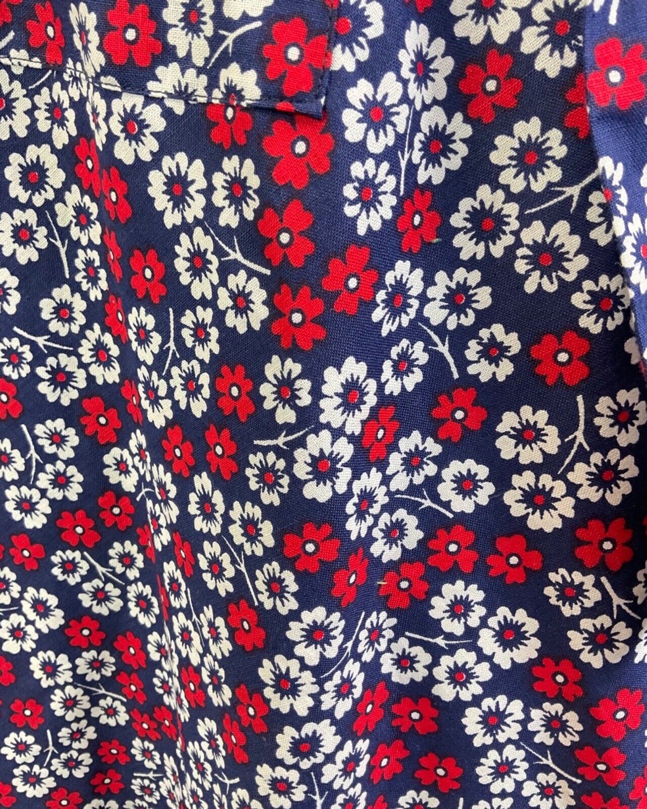 VINTAGE 60s 70s BLUE RED WHITE DAISY FLOWER SLEEVELESS SWING SUMMER DRESS 8