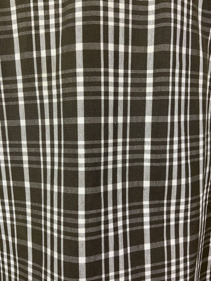 VINTAGE 60s 70s BROWN WHITE PLAID CHECKED LACE MOD SHIFT DRESS 12 14
