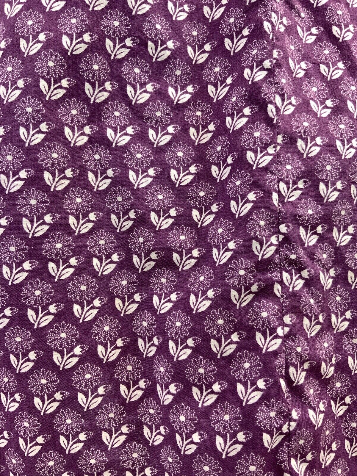 VINTAGE 60s 70s PLUM PURPLE WHITE FLORAL BOHO PRAIRIE SLEEVELESS DRESS 8 10