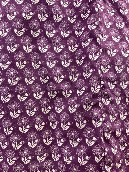 VINTAGE 60s 70s PLUM PURPLE WHITE FLORAL BOHO PRAIRIE SLEEVELESS DRESS 8 10