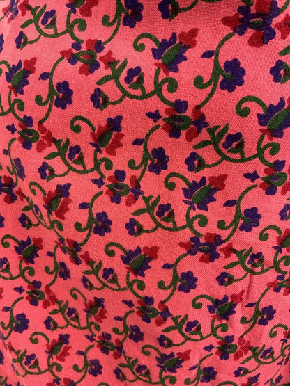 VINTAGE 60s 70s PINK RED BLUE GREEN FLORAL PSYCHEDELIC SWIRL SHIRT DRESS 12 14