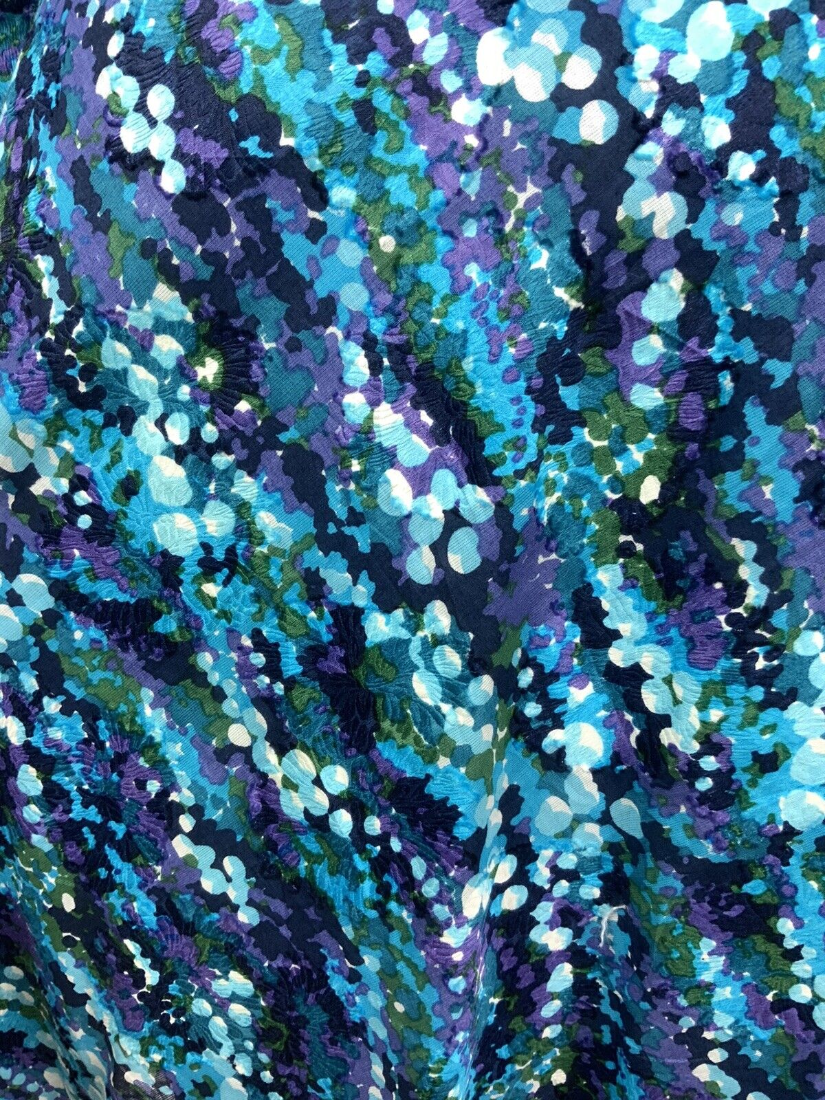 VINTAGE 60s 70s BLUE GREEN PURPLE PSYCHEDELIC FLORAL BUBBLE SHIRT DRESS 10