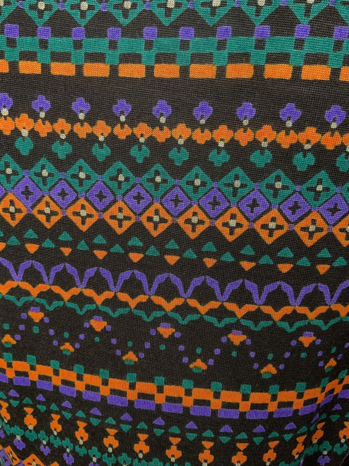 VINTAGE 60s 70s BROWN PURPLE ORANGE GREEN GEOMETRIC AZTEC DAGGER SHIRT 10 12