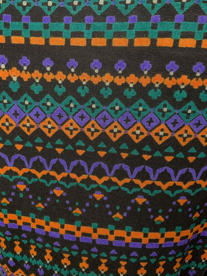 VINTAGE 60s 70s BROWN PURPLE ORANGE GREEN GEOMETRIC AZTEC DAGGER SHIRT 10 12