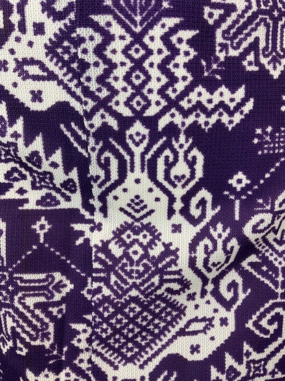 VINTAGE 60s 70s VIOLET PURPLE WHITE AZTEC GEOMETRIC MOD SHORT DRESS 10 12