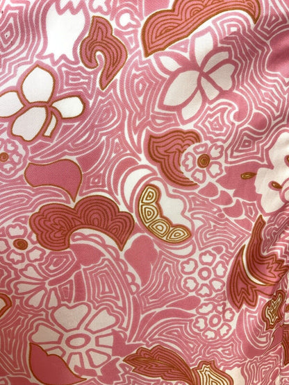 VINTAGE 60s 70s PINK WHITE GOLD PSYCHEDELIC SWIRL FLORAL MOD SHIRT DRESS 14 16