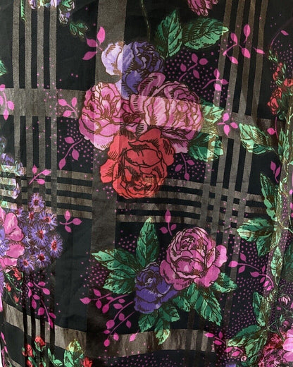VINTAGE 60s 70s BLACK PINK PURPLE PLAID FLORAL ROSE SHEER SWING TEA DRESS 10 12