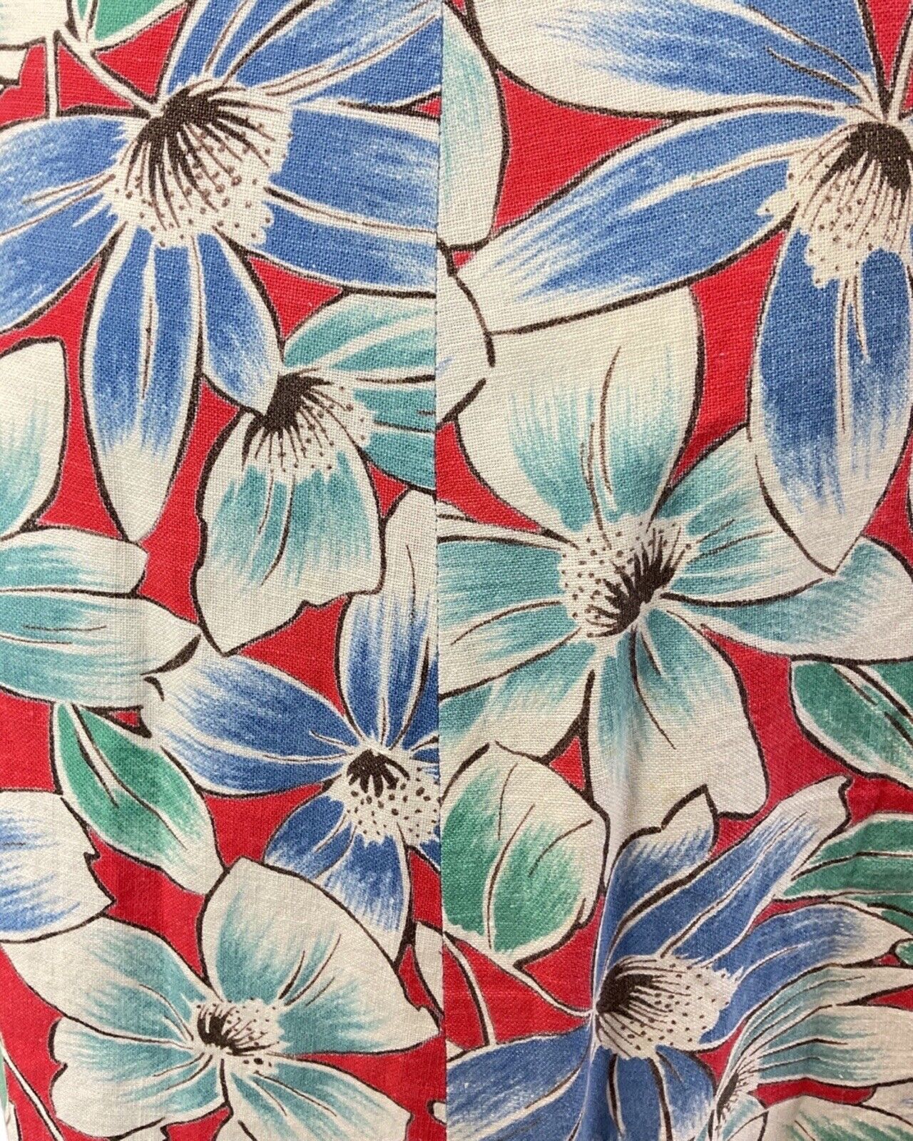 VINTAGE 70s 80s BLUE RED GREEN FLORAL SUMMER SWING SUN-DRESS 10