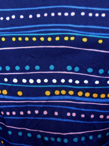 VTG 70s 90s BLUE PINK ORANGE WHITE STRIPED DOTTY PSYCHEDELIC DAGGER SHIRT 8 10