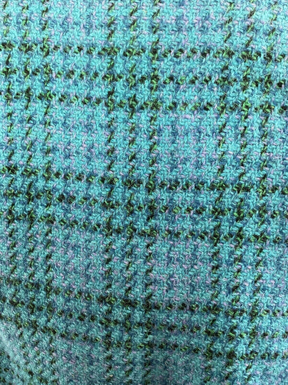 VINTAGE 60s 70s TEAL BLUE PURPLE GREEN PLAID CHECKED MOD WOOL COAT 14