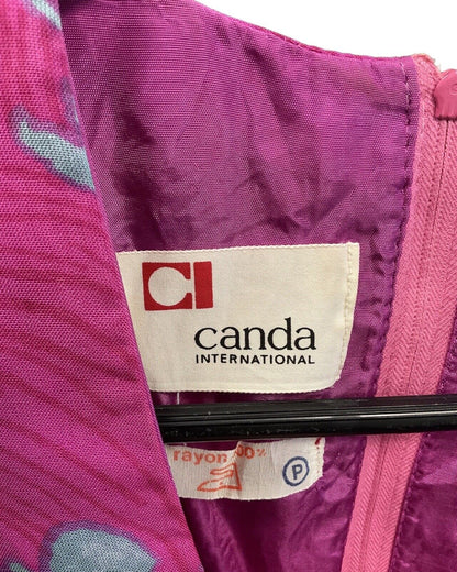 VINTAGE 60s 70s PINK BLUE FLORAL MOD SHEER SWING SHORT DRESS 8 10