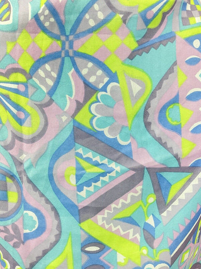 VINTAGE 60s 70s BLUE PURPLE GREEN PSYCHEDELIC GEOMETRIC MOD SHIFT DRESS 8 10
