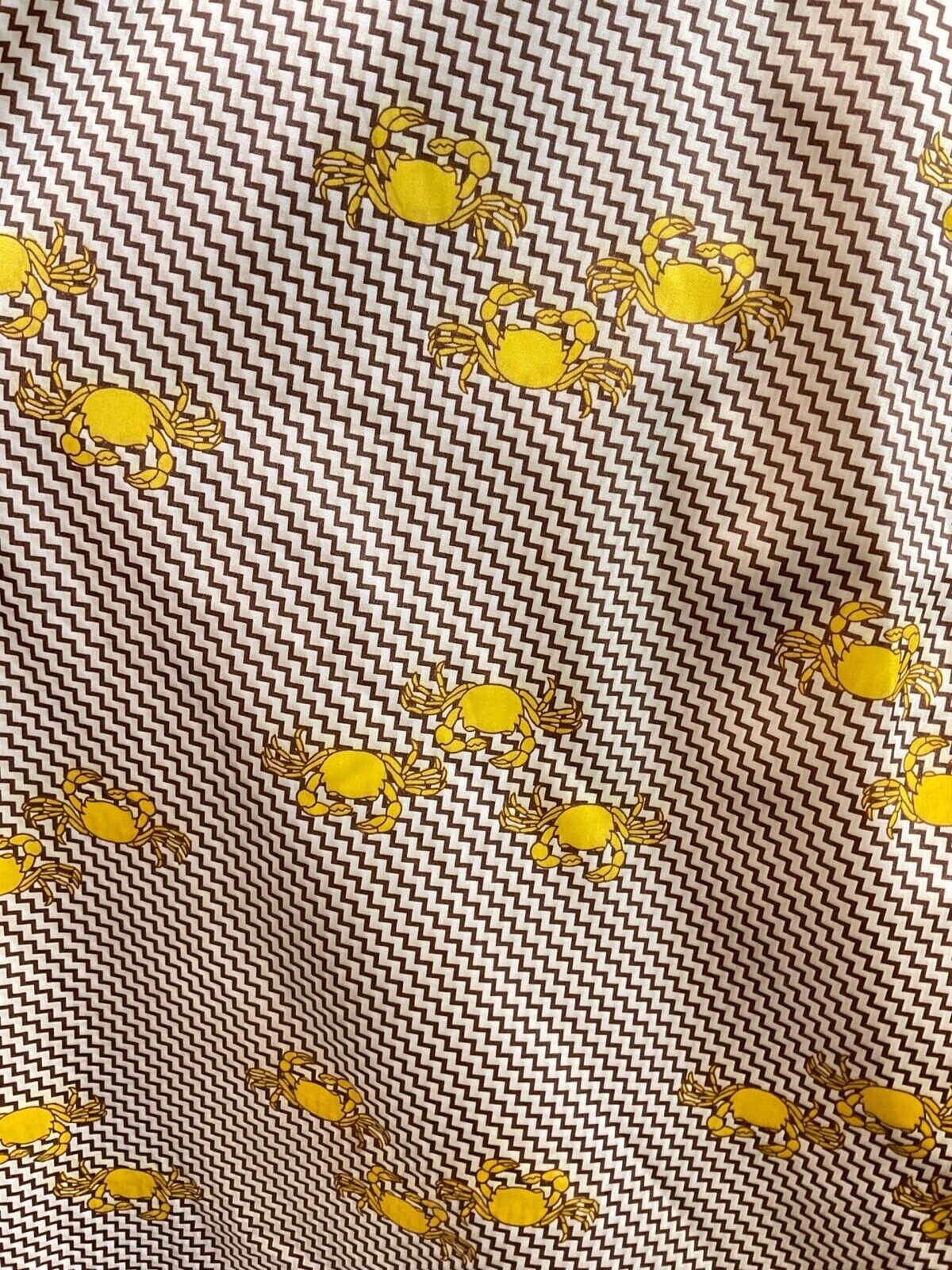 VINTAGE 60s STYLE 90s YELLOW BROWN WHITE ZIG-ZAG CRAB PSYCHEDELIC MOD DRESS 10