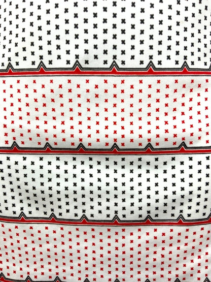 VINTAGE 60s 70s WHITE RED BLACK WING COLLAR STRIPED CROSS MOD DRESS 16 18