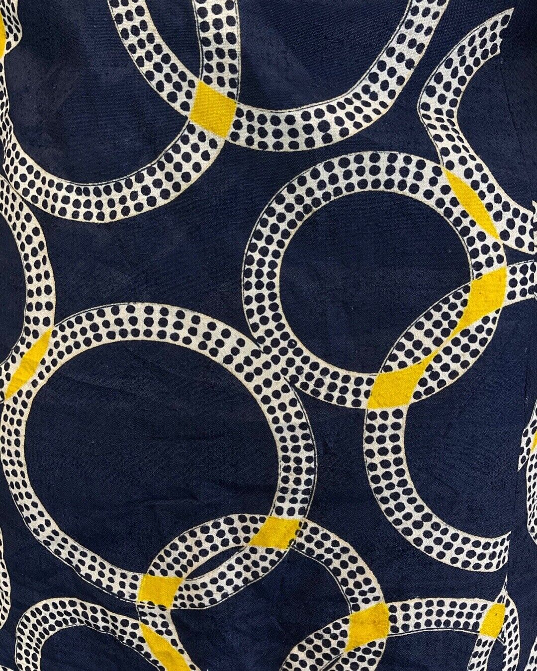 VINTAGE 60s 70s BLACK WHITE YELLOW CIRCLE GEOMETRIC MOD BOW SHORT DRESS 14 16