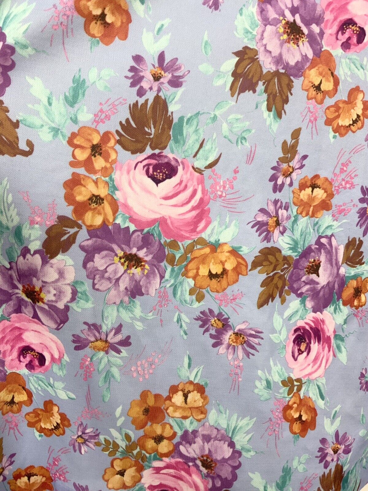 VINTAGE 60s 70s LILAC PINK BLUE ORANGE FLORAL MANDARIN COLLAR SWING DRESS 10 12