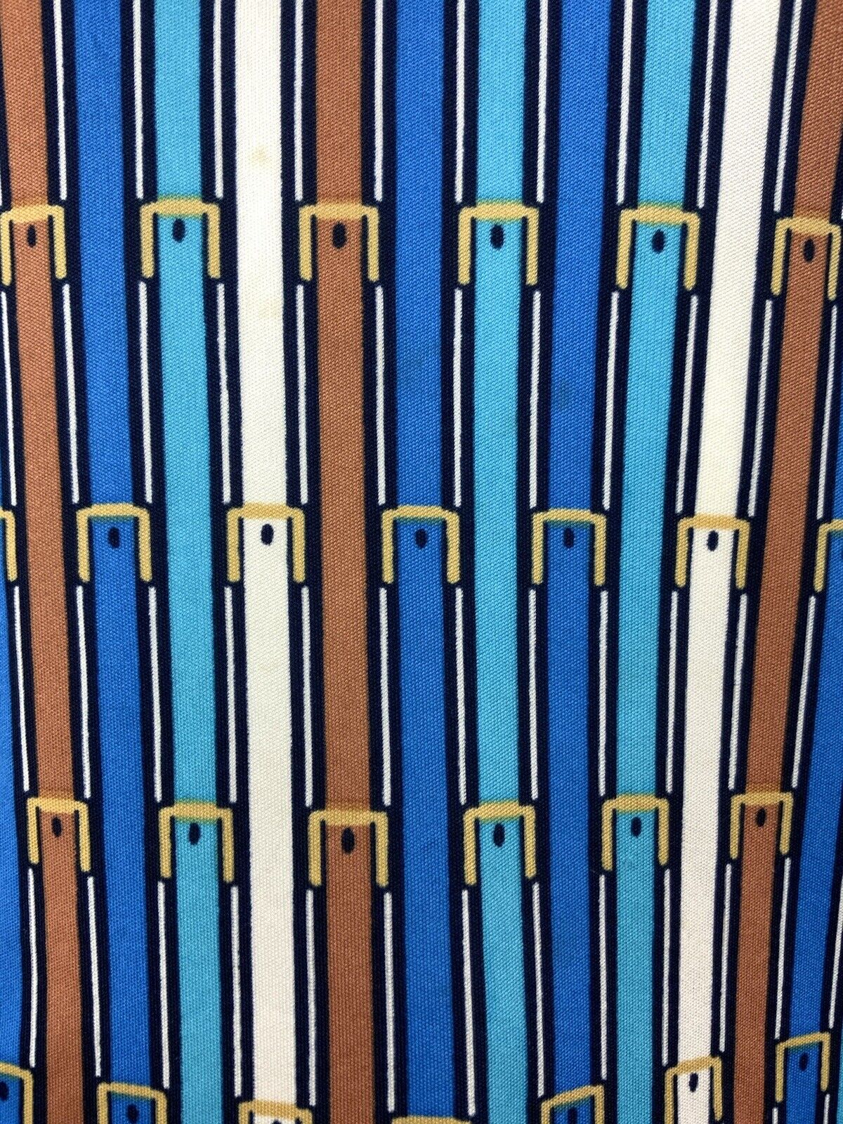 VTG 60s 70s BLUE BRONZE WHITE STRIPED EQUESTRIAN BELT DAGGER SHIRT BLOUSE 10 12
