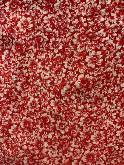 VTG 60s 70s RED WHITE FLORAL DITSY MOD BOHO PINAFORE SLEEVELESS SHIFT DRESS 8
