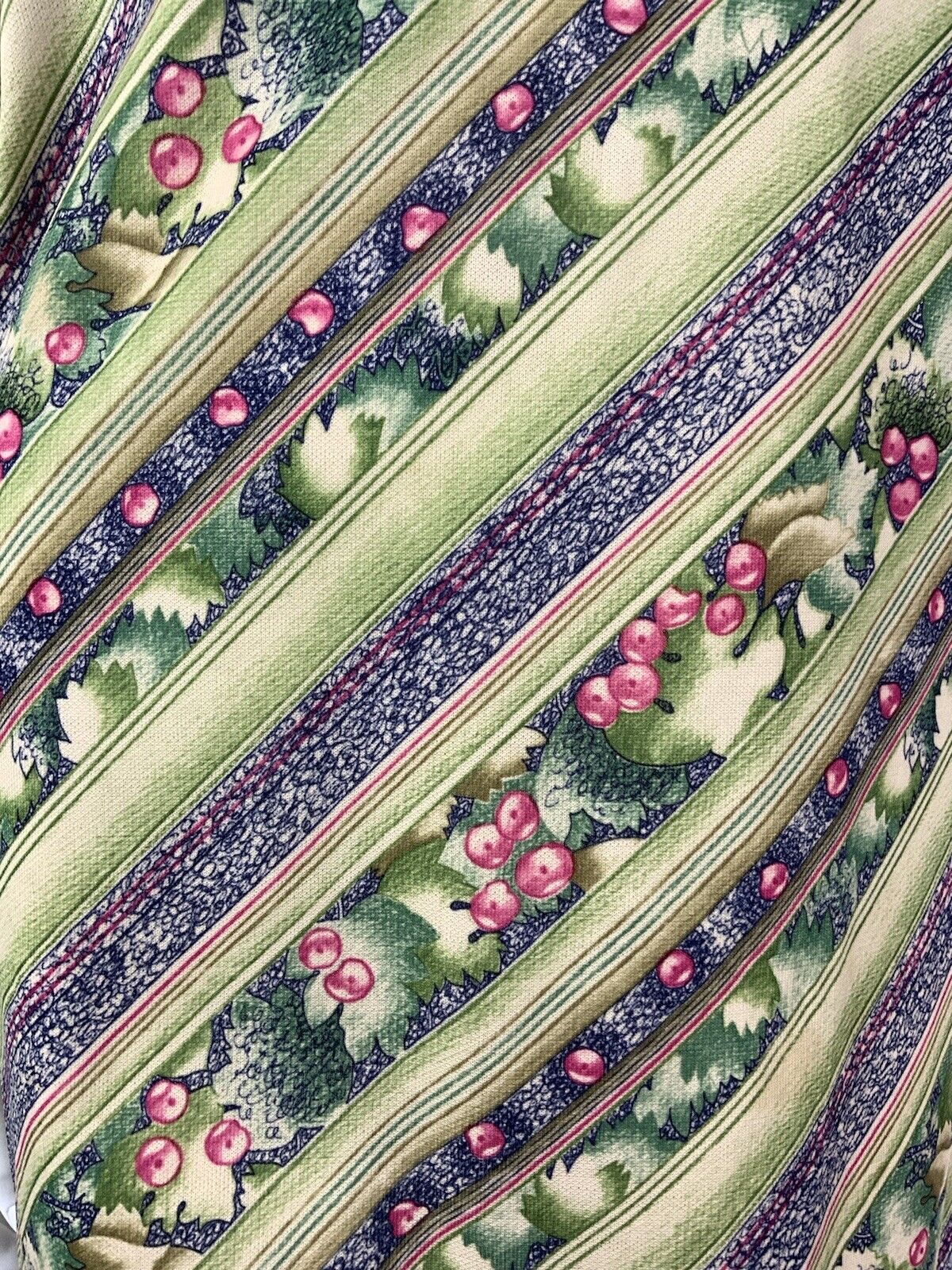 VTG 60s 70s GREEN PINK BLUE STRIPED SQUIGGLE BERRY LEAFY COWL A-LINE DRESS 10 12
