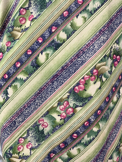VTG 60s 70s GREEN PINK BLUE STRIPED SQUIGGLE BERRY LEAFY COWL A-LINE DRESS 10 12