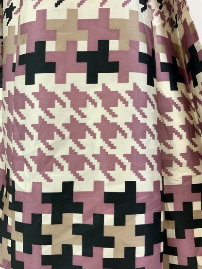 VTG 60s 70s WHITE PINK BLACK HOUNDSTOOTH MOD PLEATED DAGGER SHIRT DRESS 10 12