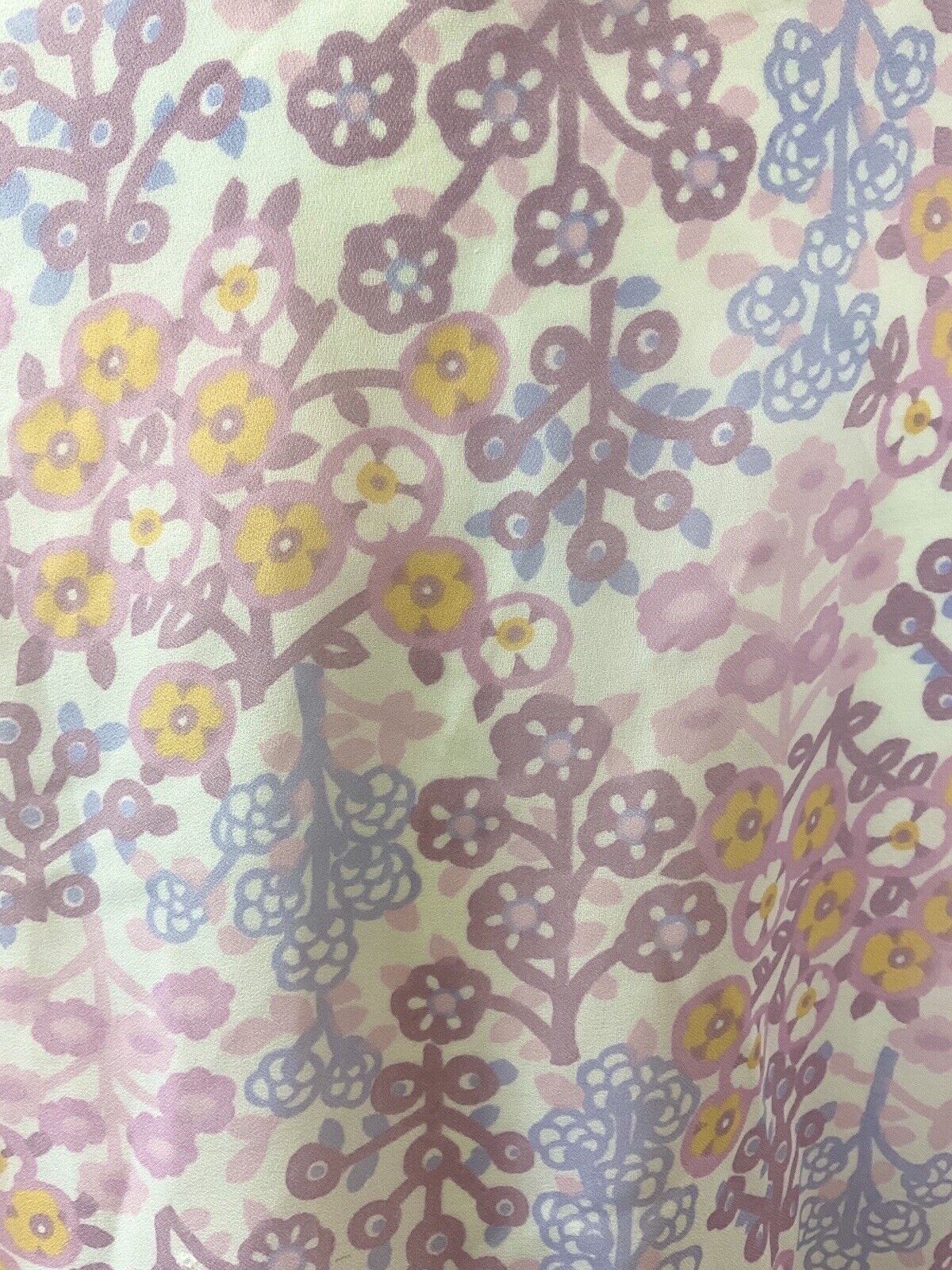 VTG 60s 70s PURPLE WHITE ORANGE FLORAL RUFFLED BETTY BARCLAY SUMMER DRESS 10