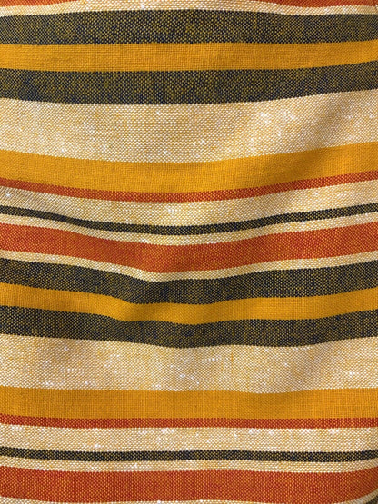 VINTAGE 60s 70s YELLOW ORANGE RED BLACK STRIPED MOD STRAPPY PINNY DRESS 10