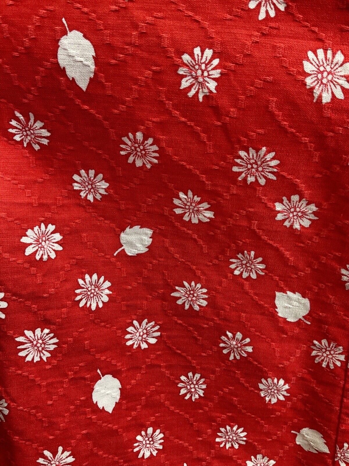 VINTAGE 60s 70s PILLARBOX RED WHITE FLORAL LEAFY MOD SLEEVELESS SUMMER DRESS 8