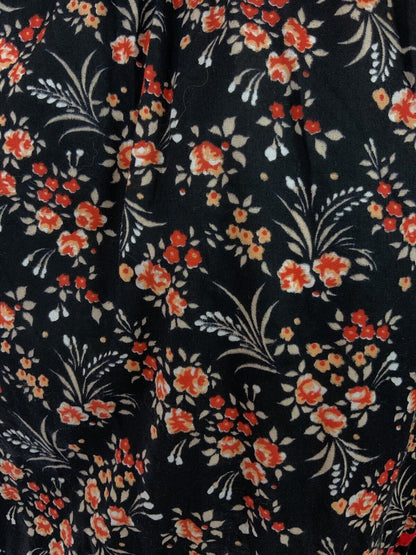 VINTAGE 60s 70s BLACK WHITE RED PEACH FLORAL DITSY PRAIRIE BOHO DRESS 8 10