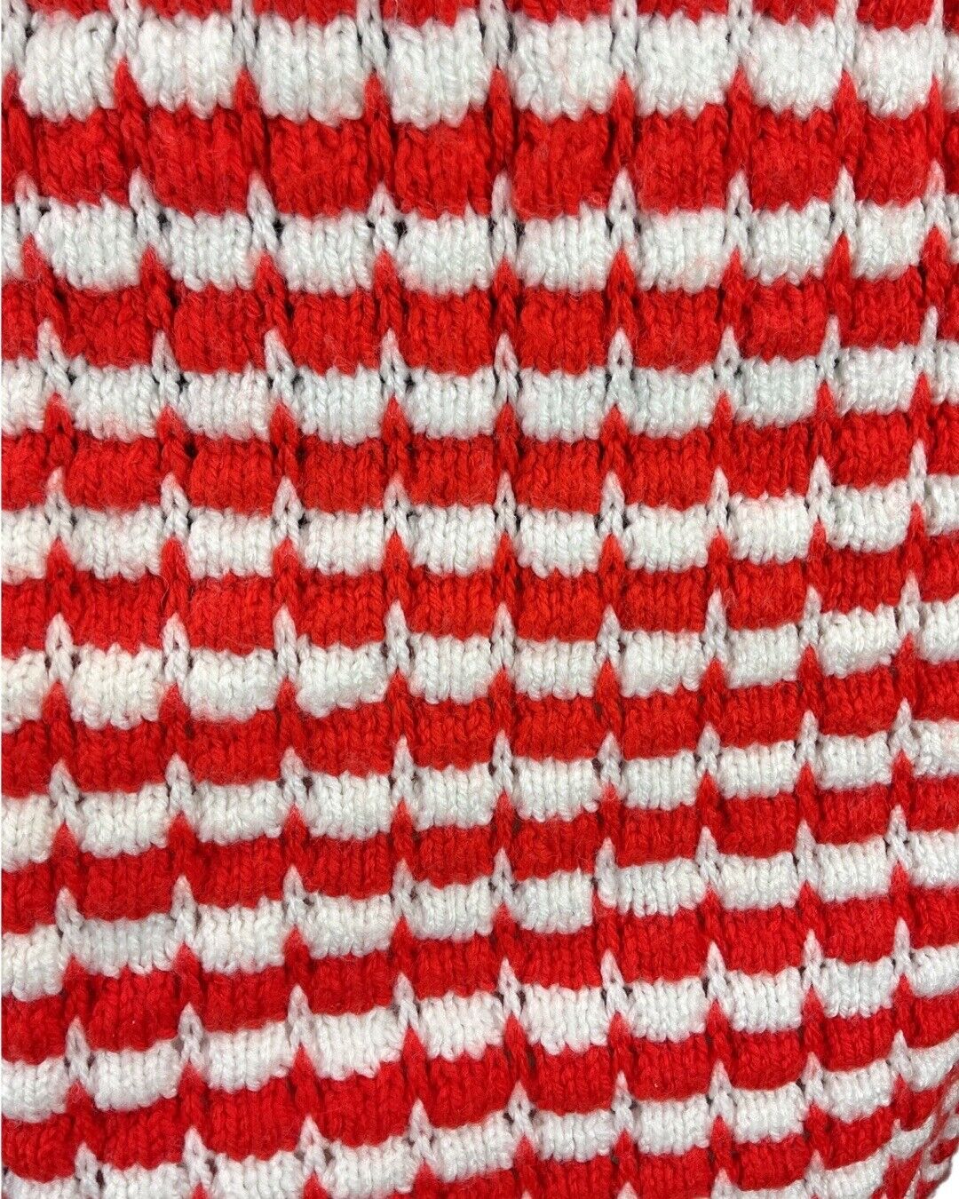VINTAGE 60s RED WHITE STRIPED KNITTED MOD KITSCH BODYCON SKIRT 8 10