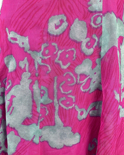 VINTAGE 60s 70s PINK BLUE FLORAL MOD SHEER SWING SHORT DRESS 8 10