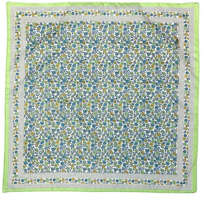 VINTAGE 60s 70s GREEN BLUE YELLOW FLORAL DITSY BOHO FOLK MOD SCARF