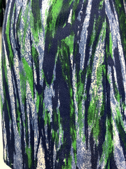 VINTAGE 60s 70s BLUE GREEN WHITE BRUSH STROKE DAGGER COLLAR SHIRT DRESS 12 14