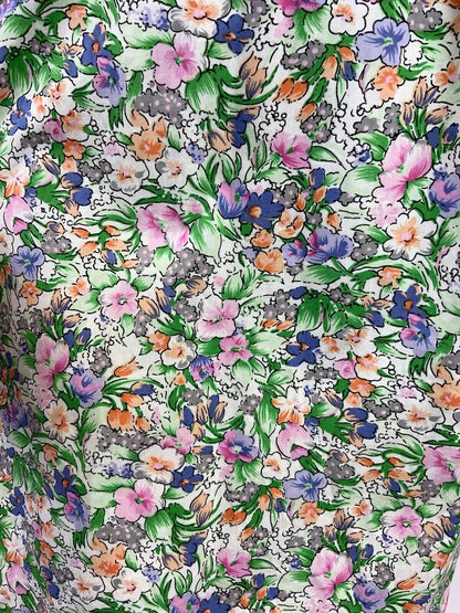 VTG 60s 70s GREEN PINK BLUE FLORAL GARDEN DITSY SLEEVELESS SUMMER DRESS 10 12