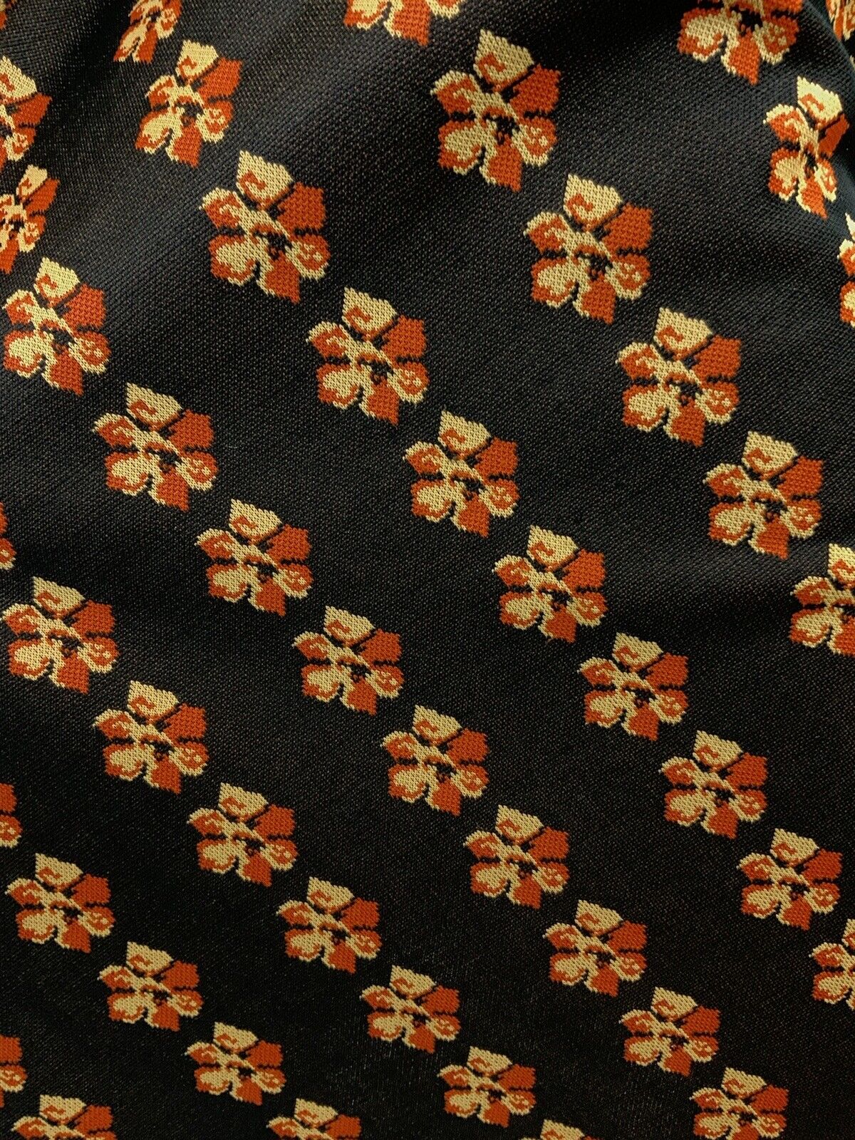 VTG 60s 70s BROWN ORANGE YELLOW FLORAL STRIPED SPOON COLLAR SHIRT DRESS 14 16