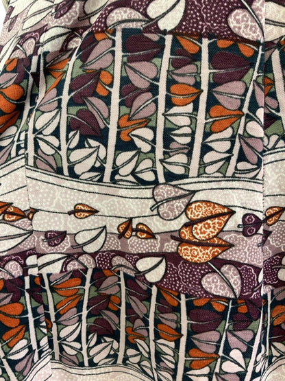 VTG 60s 70s PURPLE PINK ORANGE LEAFY TREE VINE PSYCHEDELIC PUSSYBOW DRESS 14 16