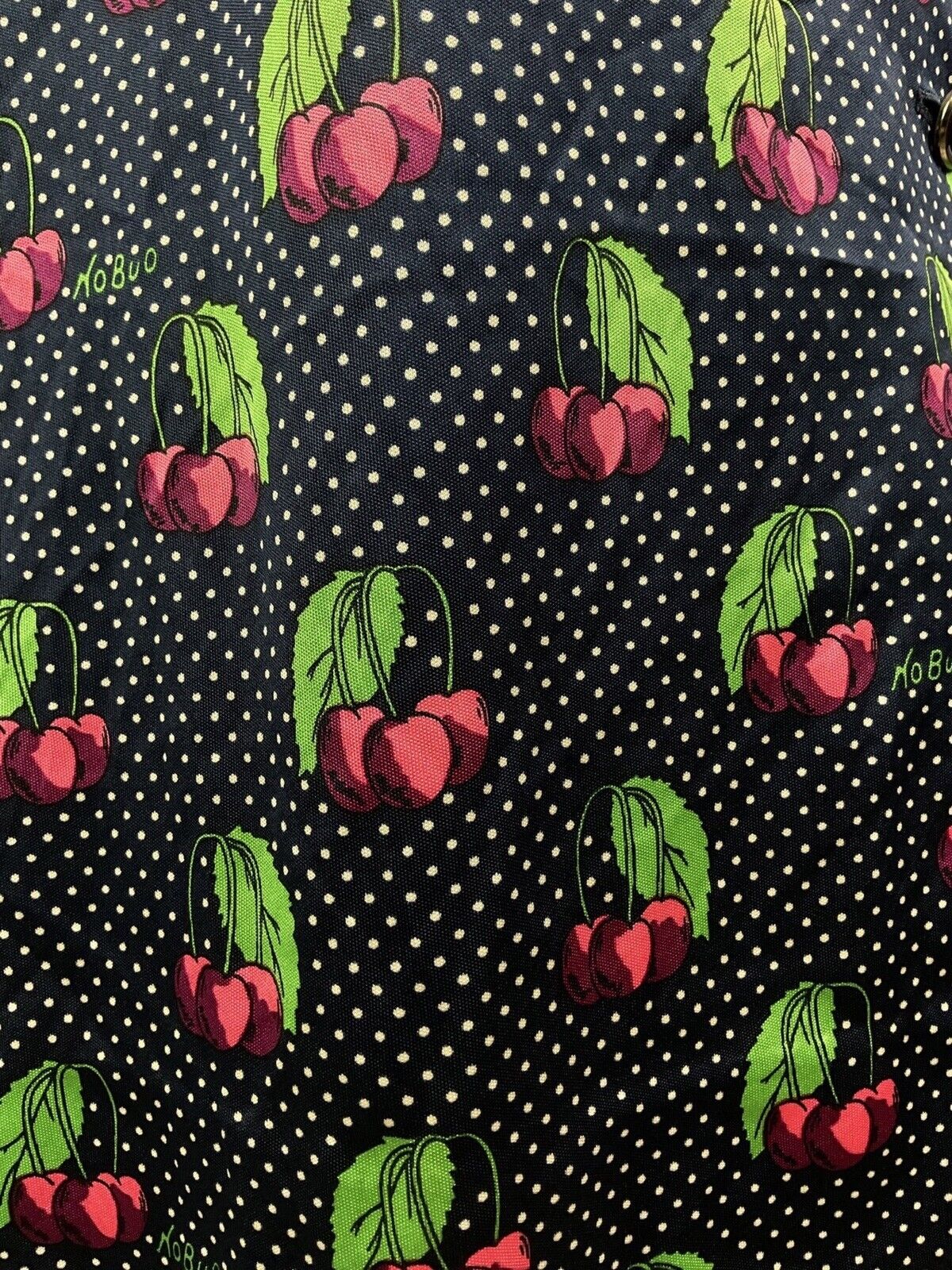 VINTAGE 70s STYLE 90s BLUE WHITE PINK POLKA-DOT CHERRY DAGGER SHIRT DRESS 8 10