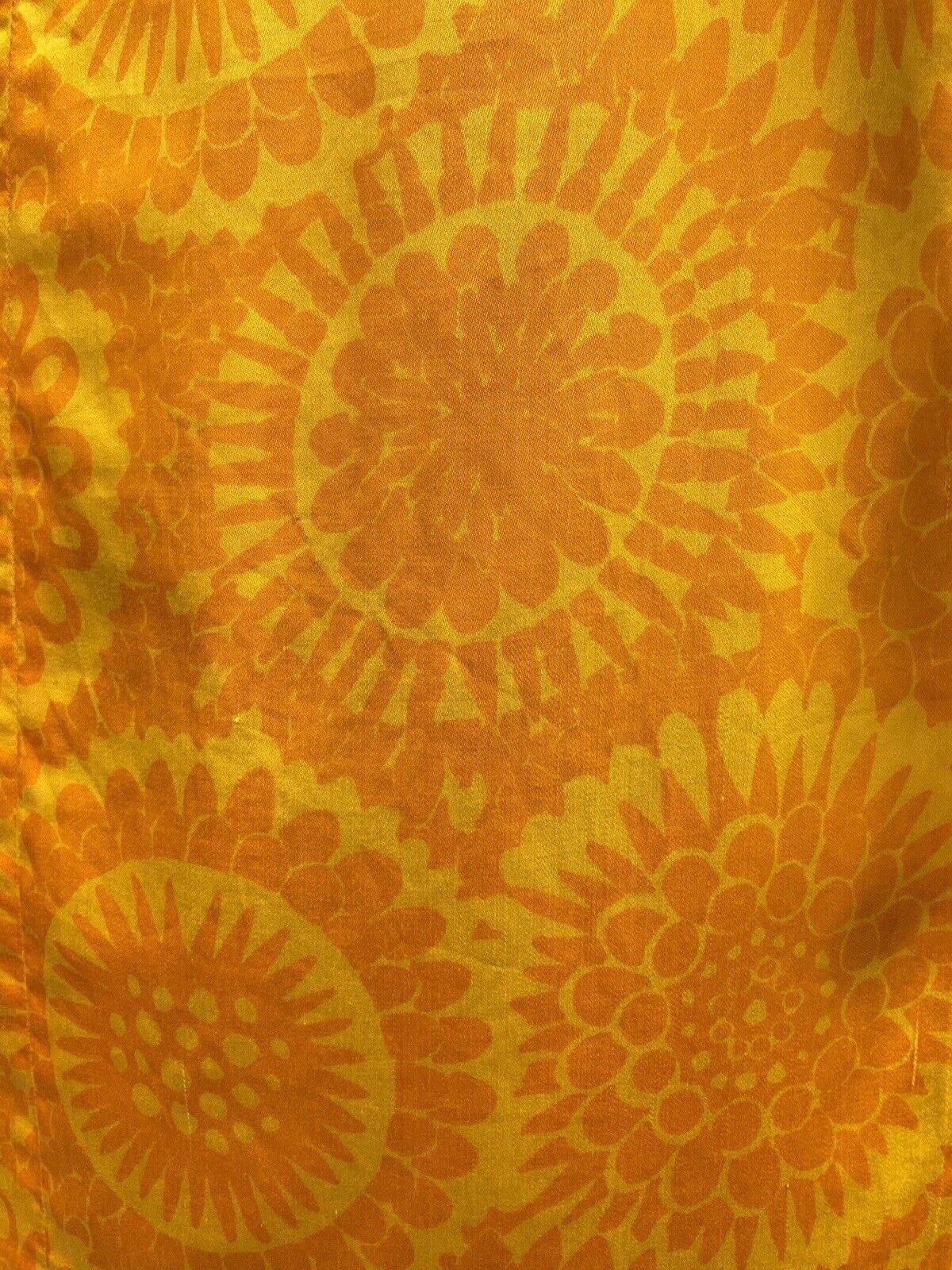 VINTAGE 60s 70s YELLOW ORANGE FLORAL SUNFLOWER SLEEVELESS SHIFT DRESS 10 12