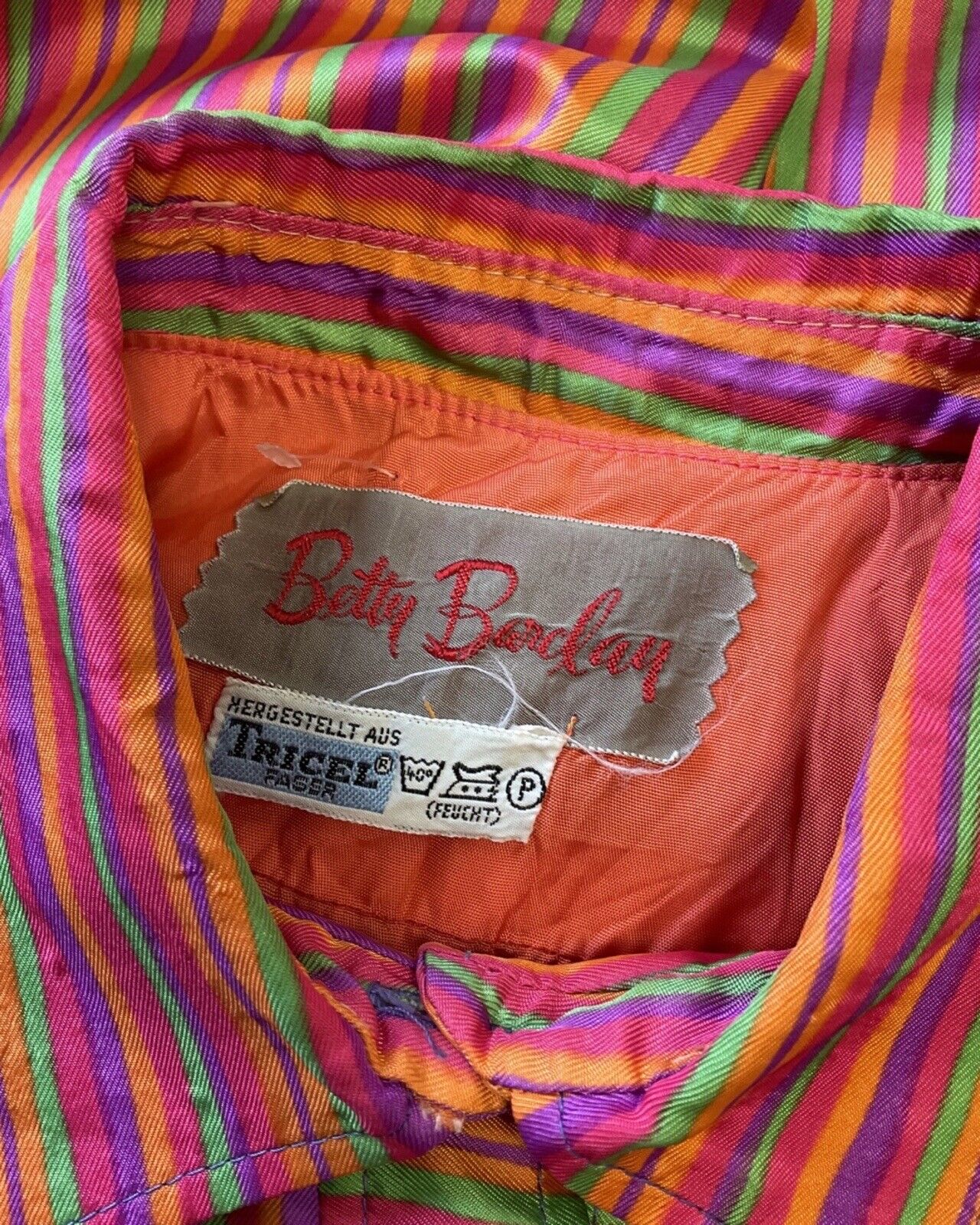 VINTAGE 60s 70s PINK GREEN PURPLE STRIPED SLEEVELESS MOD SHIFT DRESS 10 12