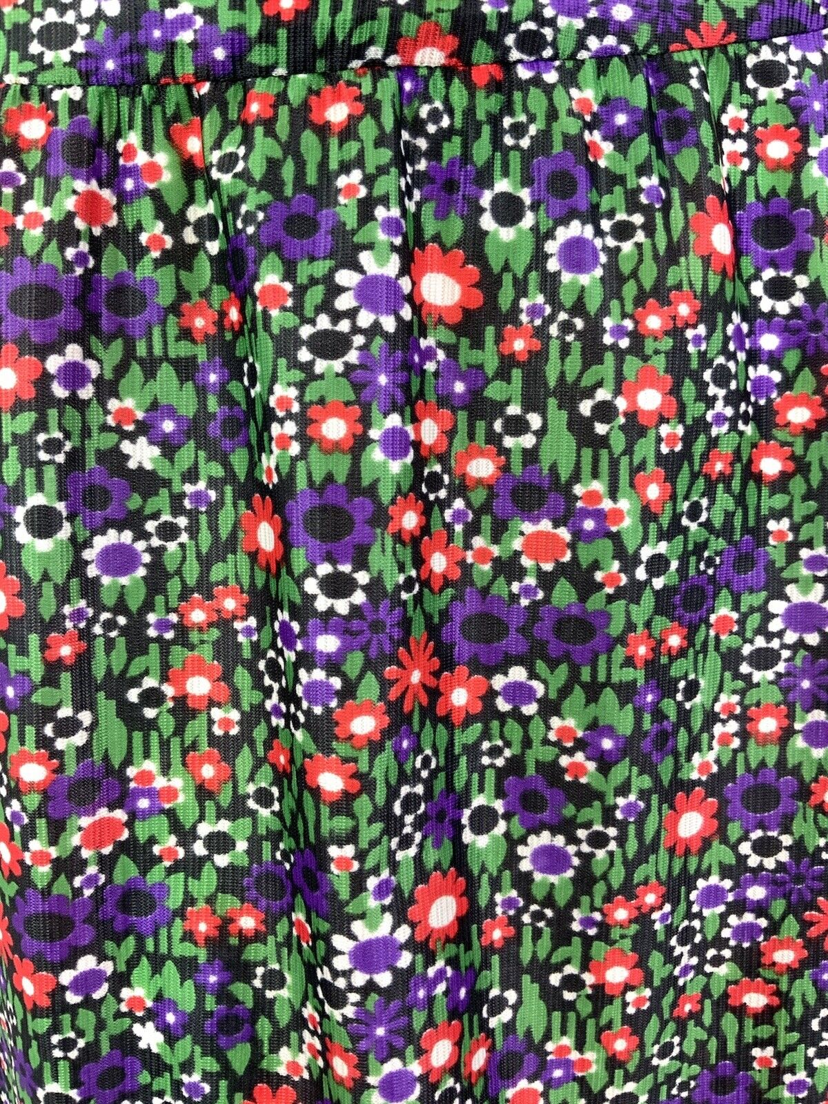 VTG 60s 70s GREEN PURPLE RED BLACK FLORAL DAISY DITSY MOD DAGGER SHIRT DRESS 12