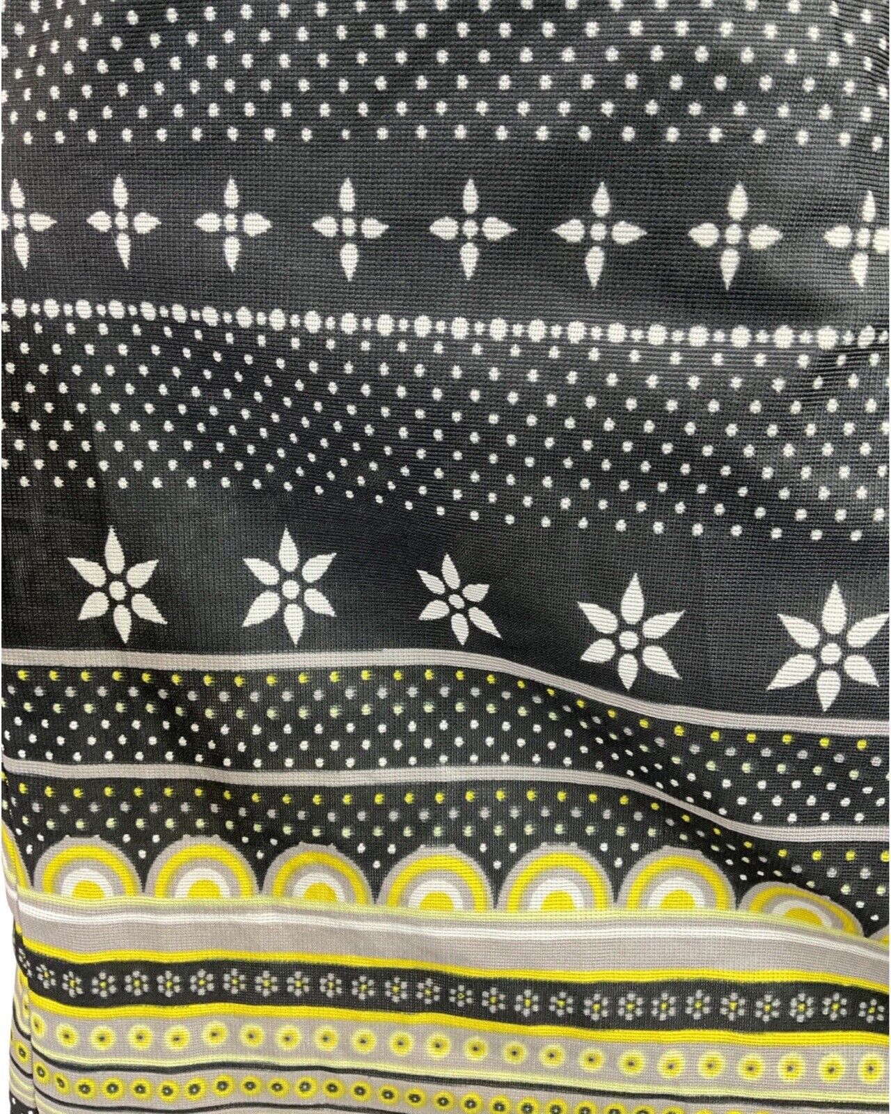 VINTAGE 60s 70s BLACK WHITE YELLOW POLKA-DOT GEOMETRIC DAISY MOD SHIRT DRESS 10