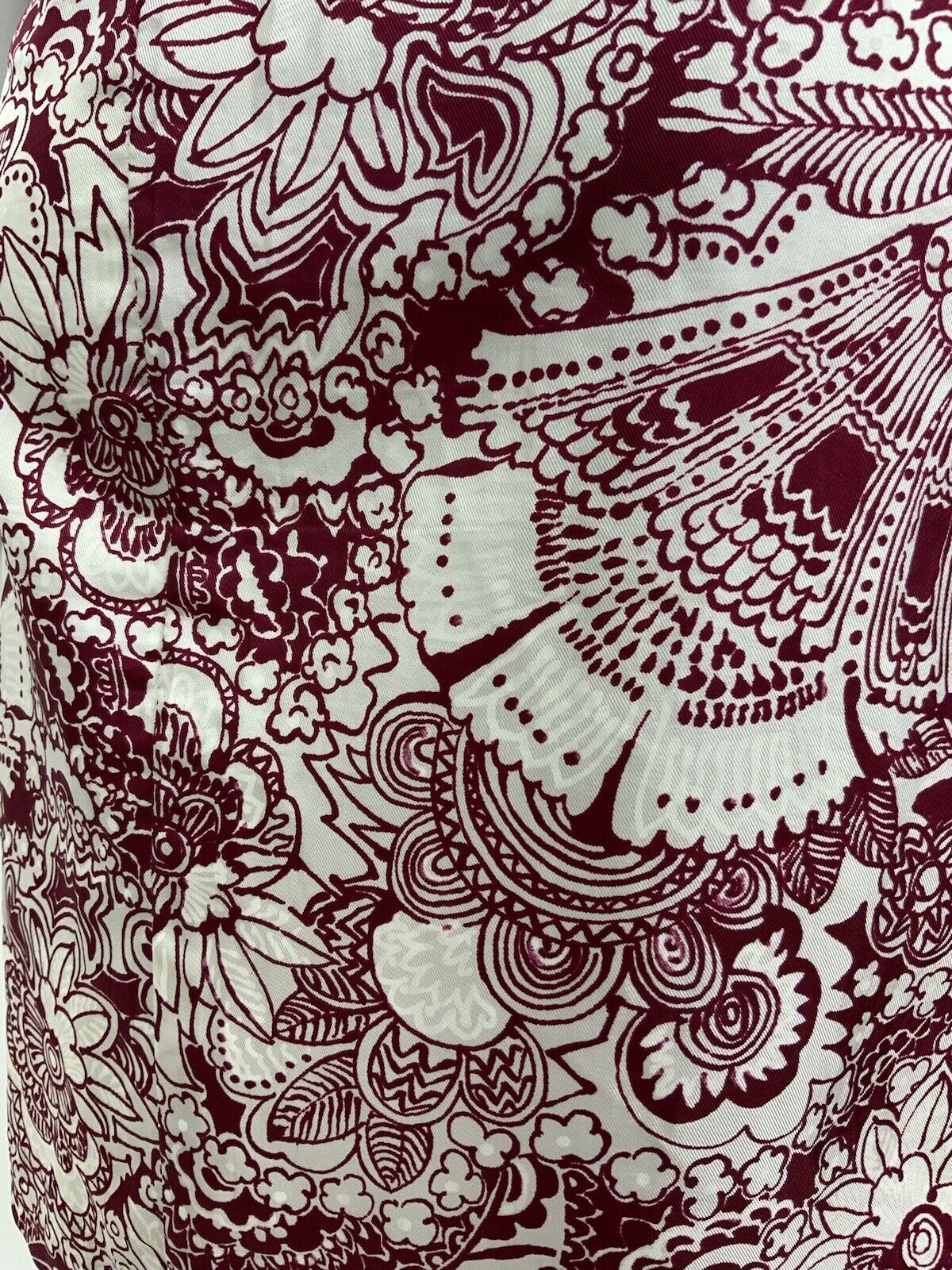 VINTAGE 60s 70s WINE RED WHITE PSYCHEDELIC FLORAL PAISLEY BATIK SHIRT DRESS 12 1