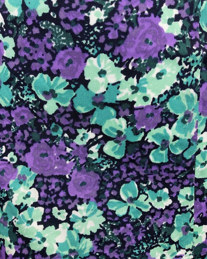 VINTAGE 60s 70s PURPLE BLUE MINT FLORAL DITSY PSYCHEDELIC MOD SHIRT DRESS 14 16