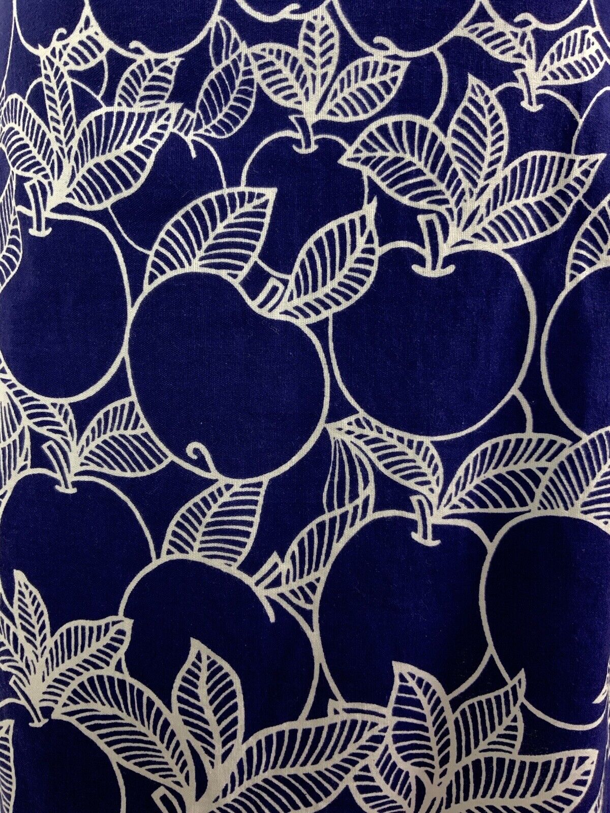 VINTAGE 60s 70s NAVY BLUE WHITE FRUITY APPLE DAGGER COLLAR SHIRT DRESS 10 12