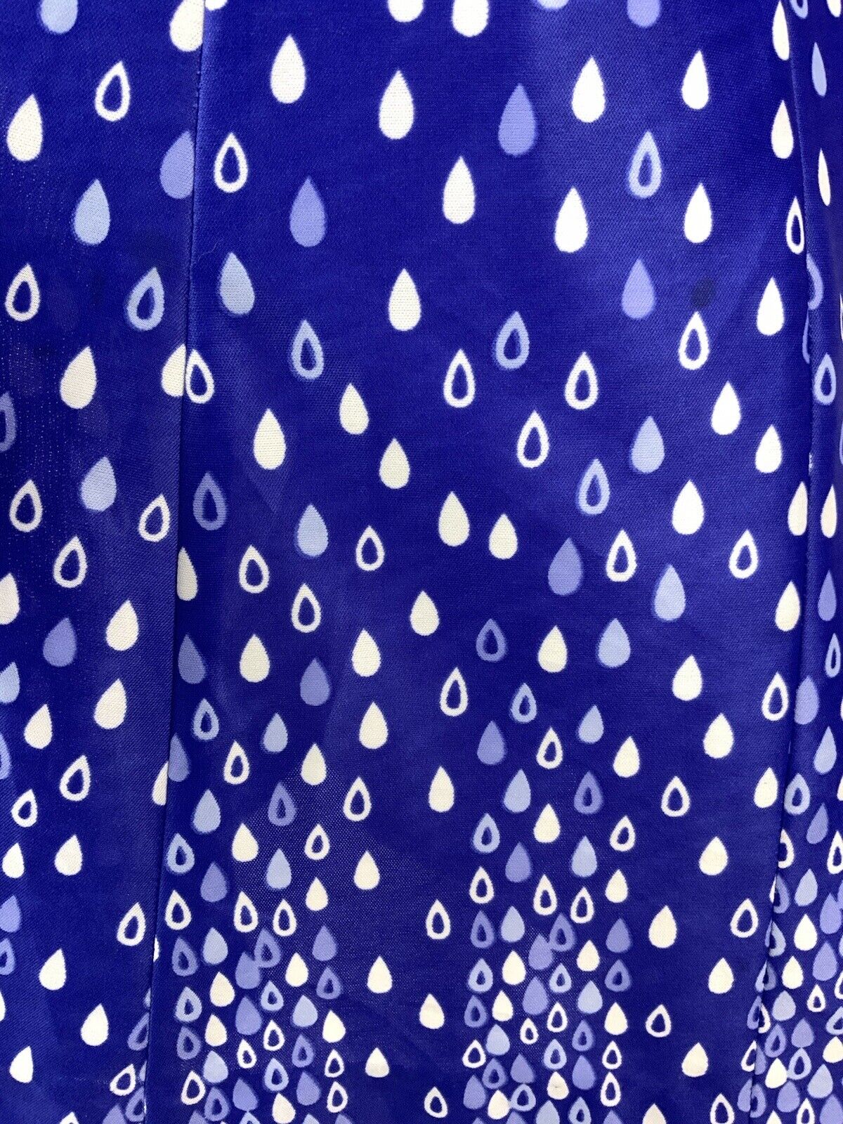 VINTAGE 60s 70s PURPLE LILAC WHITE TEAR RAIN-DROP SHAWL SHIRT DRESS 14 16