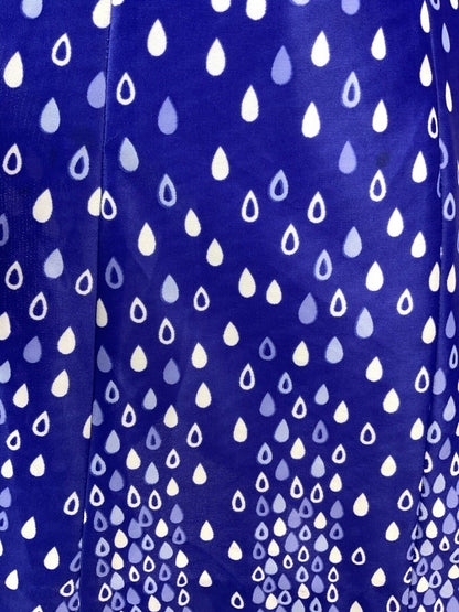 VINTAGE 60s 70s PURPLE LILAC WHITE TEAR RAIN-DROP SHAWL SHIRT DRESS 14 16