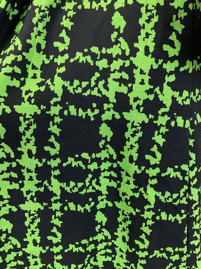 VINTAGE 60s 90s GREEN BLACK PLAID CHECKED PUSSYBOW BELTED MOD DRESS 16