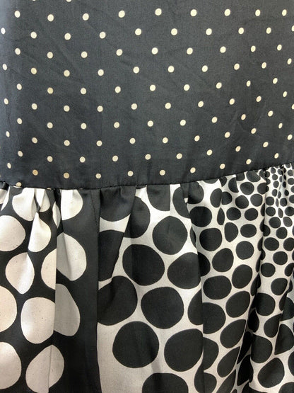 VINTAGE 60s 70s BLACK WHITE POLKA-DOT HALFTONE MOD SLEEVELESS SHIFT DRESS 8 10