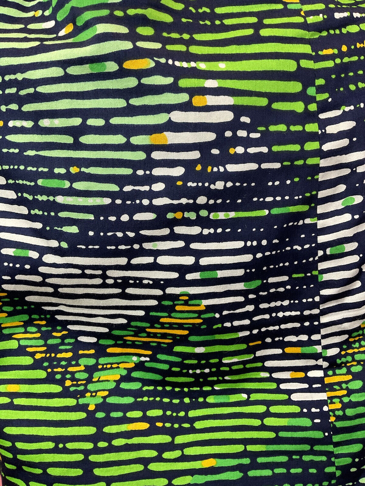 VINTAGE 60s 70s BLUE GREEN WHITE STRIPED PSYCHEDELIC SHEER PUSSYBOW DRESS 14 16